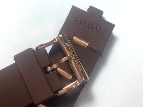 Pulseira Bvlgari Marrom Detalhes Rose Gold 24mm