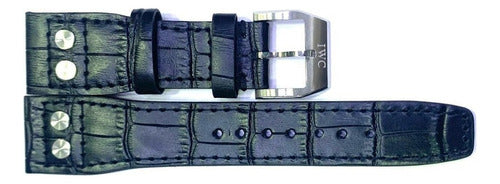 Pulseira Iwc Couro 22mm Preto Completo