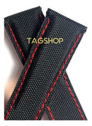 Pulseira Tag Heuer de Tecido com Costura Vermelha 22x18mm e Fecho de Aço