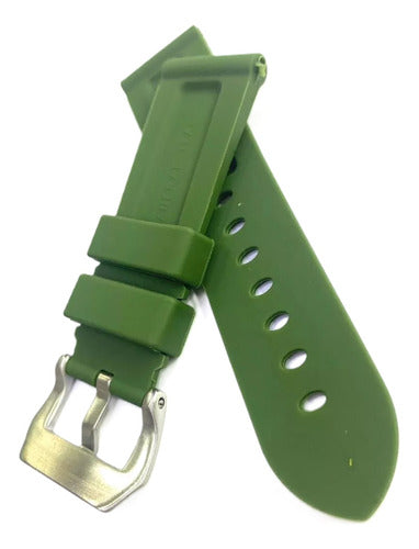 Pulseira Panerai Italy 24mm Verde Militar C/ Fecho Aço Coree
