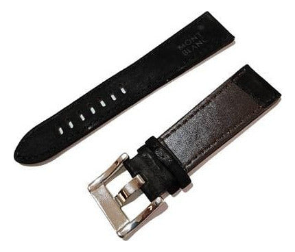 Pulseira  Mont Blanc Camurça 22mm Couro Preto C/ Fivela