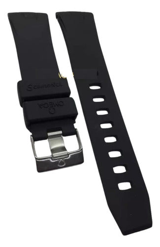 Pulseira Omega Borracha 22mm Preta Fecho Aço