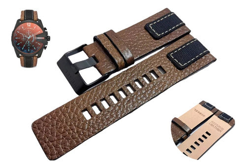 Pulseira Couro Marrom Compatível Para Diesel Dz4305 26mm