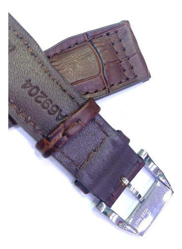 Pulseira Iwc Couro Marrom 22mm Fecho Aço Inoxidável