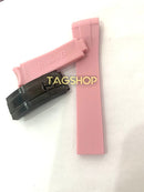 Pulseira de borracha Rolex 20mmx16mm rosa com fecho preto.