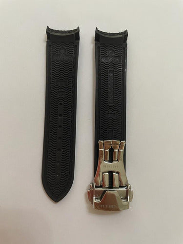 Pulseira Omega Preta 20mm Borracha Siliconada E Nylon