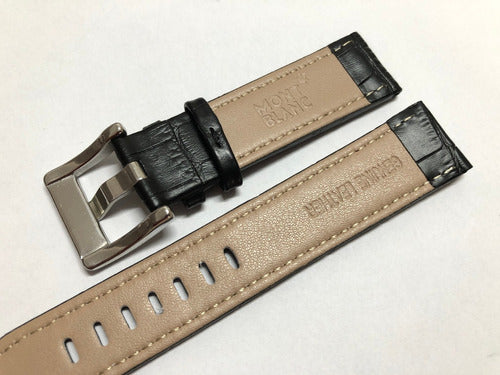 Pulseira Couro Mont Blanc 22mm Black