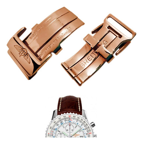 Fecho Deployant Breitling 20mm Aço Rose Premium