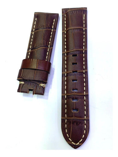 Pulseira Couro Para Relógio Panerai 22mm Marrom