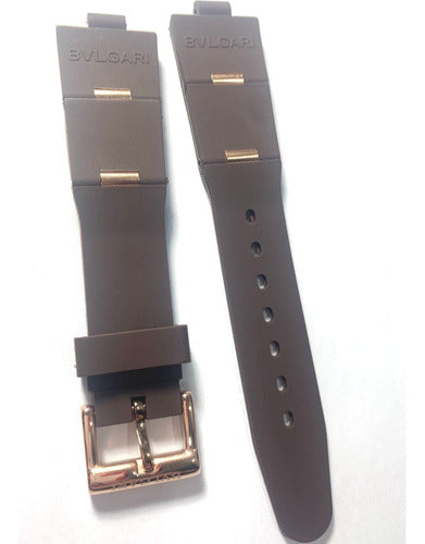 Pulseira Bvlgari Marrom Detalhes Rose Gold 22mm