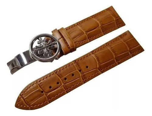 Pulseira Couro Para Patek Philippe Marrom 24mm Completo