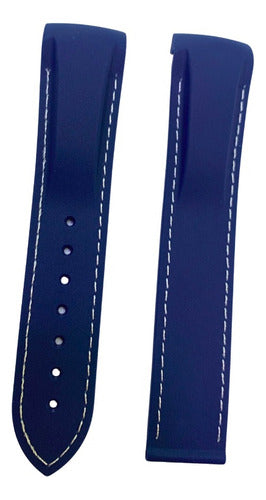 Pulseira Omega Azul Costura Branca 20x18mm Resistente