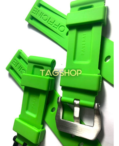 Pulseira Panerai Verde Claro 24mmx22mm Borracha Fecho Aço