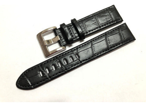 Pulseira Couro Mont Blanc 22mm Black