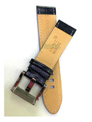 Pulseira Montblanc 24mm Preta de Couro com Fecho de Aço