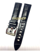 Pulseira Montblanc de Couro Preta 20mmx18mm com Fecho de Aço