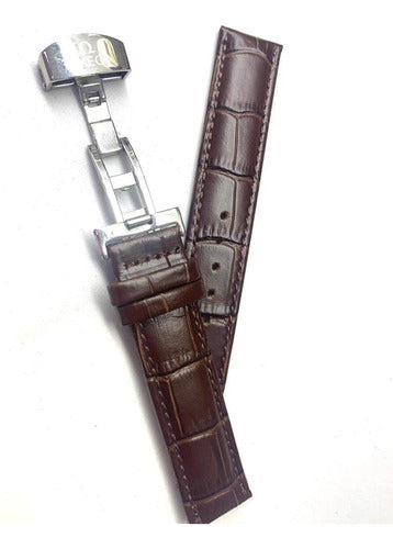 Pulseira Omega Marrom 18mm Fecho Deployant