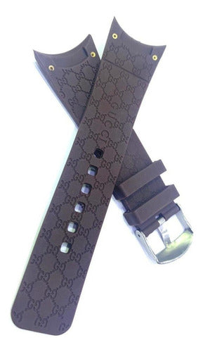 Pulseira Gucci Silicone Marrom 26mm Completo