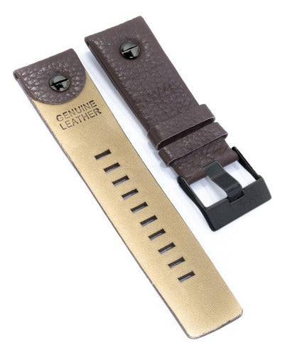 Pulseira Diesel 28mm Couro Marrom - Parafuso E Fivela Preto