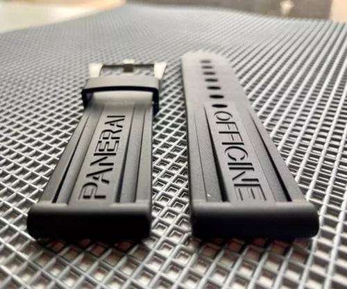 Pulseira Borracha Para Panerai Luminor Preta C/fecho