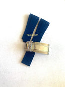 Pulseira Rolex Azul 20mmx16mm de Borracha com Fecho de Aço Prata