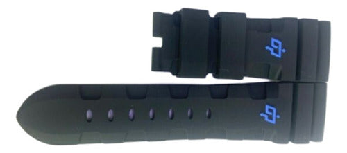 Pulseira Panerai Borracha 22mm Preta Detalhe Azul