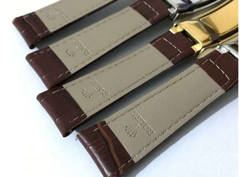 Pulseira Rolex Couro Marrom 20mm Completo