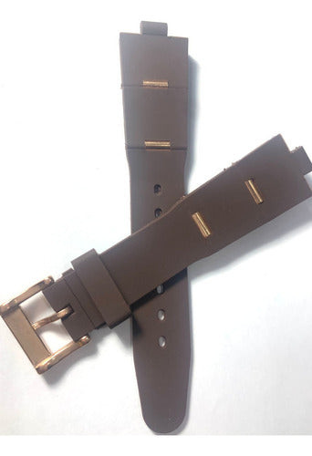 Pulseira Bvlgari Marrom Detalhes Rose Gold 22mm