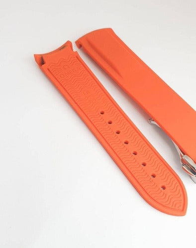 Pulseira Omega Silicone 20mm Laranja Seamaster Planet Ocean