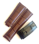 Pulseira de Couro Rolex 24x20mm Marrom com Fecho Preto