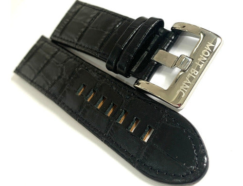 Pulseira Mont Blanc Preta Couro 24mm Original