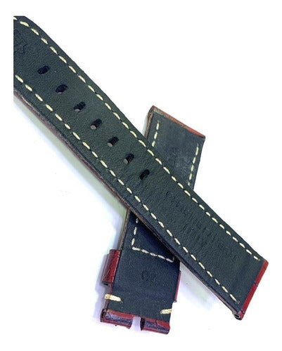 Pulseira Couro Vermelho Para Relógio Panerai 24mm