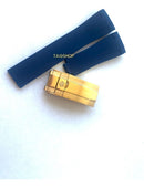 Pulseira Rolex Azul 20mmx16mm de Borracha com Fecho de Aço Dourado