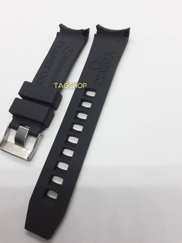 Pulseira Omega Borracha 22mm Preta Fecho Aço