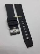 Pulseira de Borracha Omega 22mm Preta com Fecho de Aço