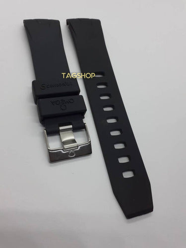 Pulseira Omega Borracha 22mm Preta Fecho Aço