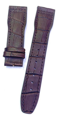 Pulseira Iwc Couro Marrom 22mm Fecho Aço Inoxidável