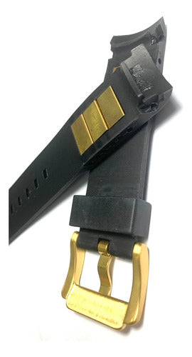 Pulseira Armani Ap-0690 Borracha Detalhes Dourado