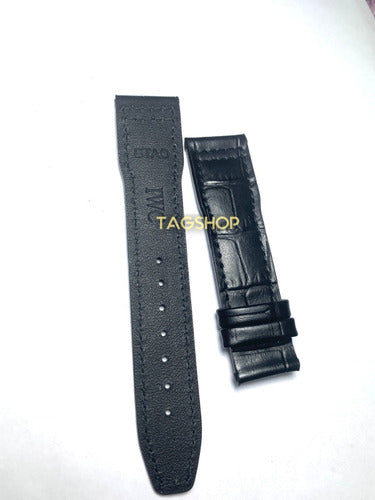Pulseira Iwc Preta Couro 20mmx18mm