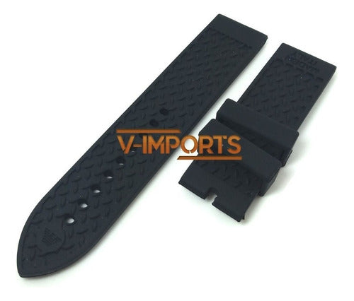 Pulseira De Silicone Preta 23mm Para Relogio Armani Ar0527